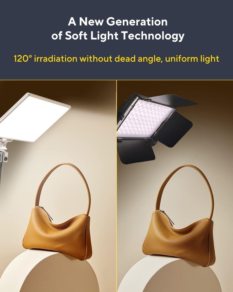 Pro LED Video Light 8000mAh, 2500-6500K Dimmable Soft Panel for Vlogs