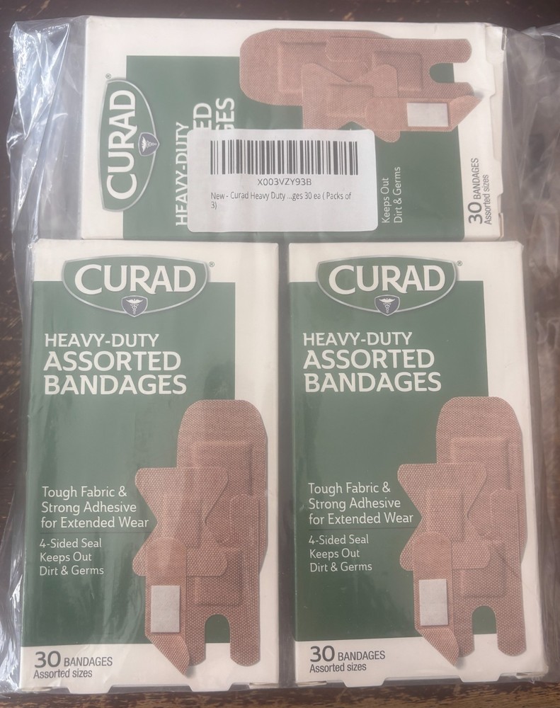 3-PACK Curad Assorted Heavy Duty Fabric Bandages 30 count