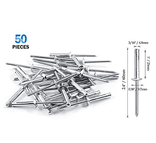 Trifold Exploding Pop Rivets 3/16" x 1" - Solid Aluminum Bulb Style Large Flange