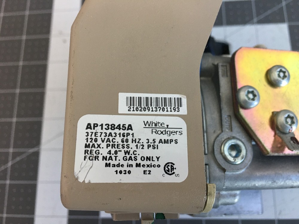 White Rodgers Water Heater Gas Valve AP13845A
