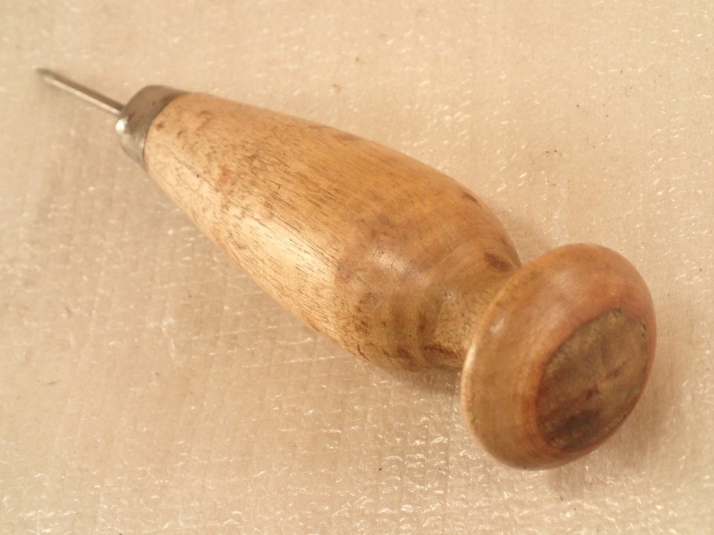 Vintage Maple Wood Handle Scratch Awl Scribe 5" long