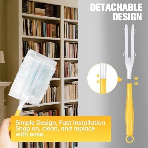Replacement Dust Handle Sticks for Swiffer Duster Mop - 4 Pack, Yellow & White
