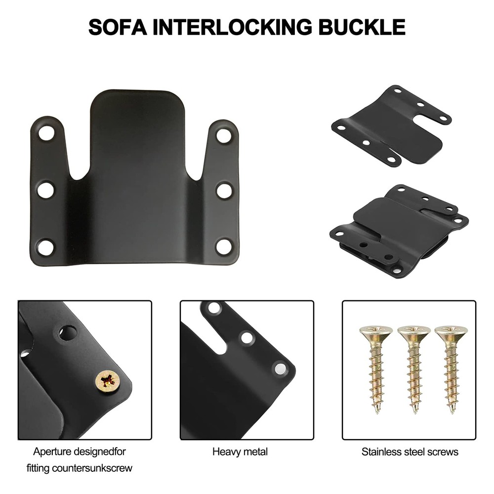 DEEPDREAM 8 Pcs Sectional Couch Connectors Metal Clips Sofa Black-8pcs