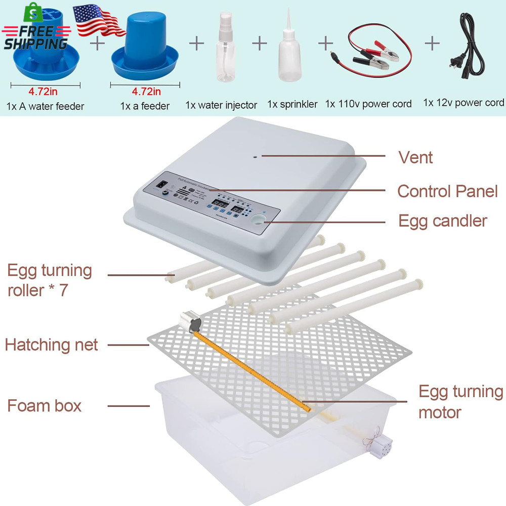 Incubators for Hatching Eggs, Egg Incubator with Automatic Egg Turning and Humid