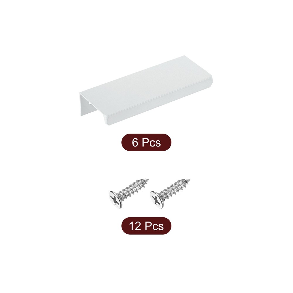 Cabinet Edge Finger Pull, 6pcs 80mm / 3.15" Hidden Cabinet Pulls, White