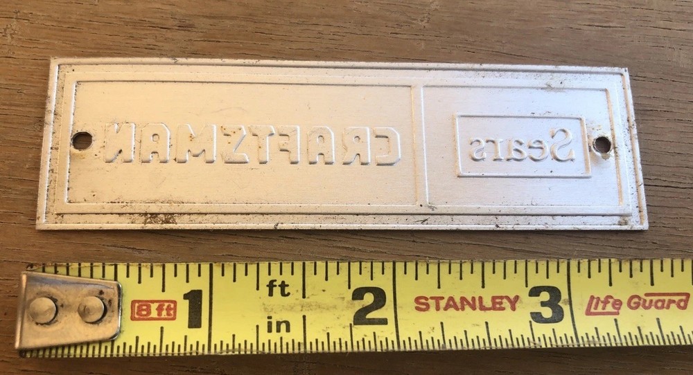 VINTAGE SEARS CRAFTSMAN TOOL BOX EMBLEM FROM A CRAFTSMAN TOOL BOX