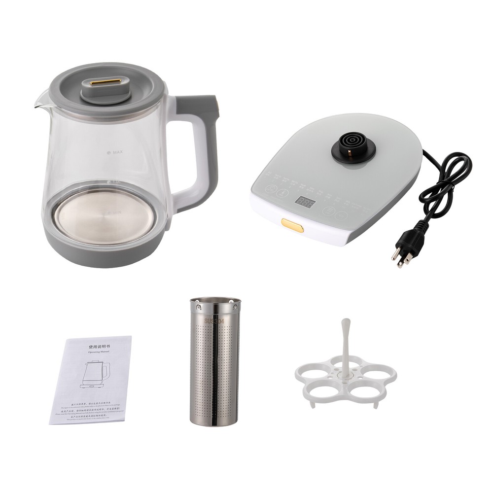 1.8L Electric Tea Kettle Glass Water Boiler Fast Boiling Machine 12 Functions