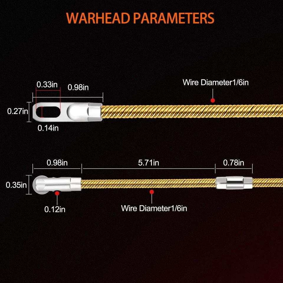 Fish Tape 33ft Wire Puller Running Electrical Wire Cable Pulley Head Spring, ...