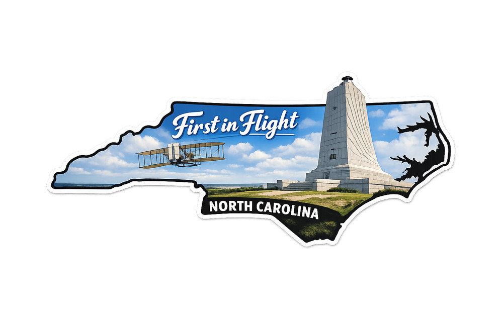 North Carolina Custom State Sticker "First in Flight" Wright Brothers Monument