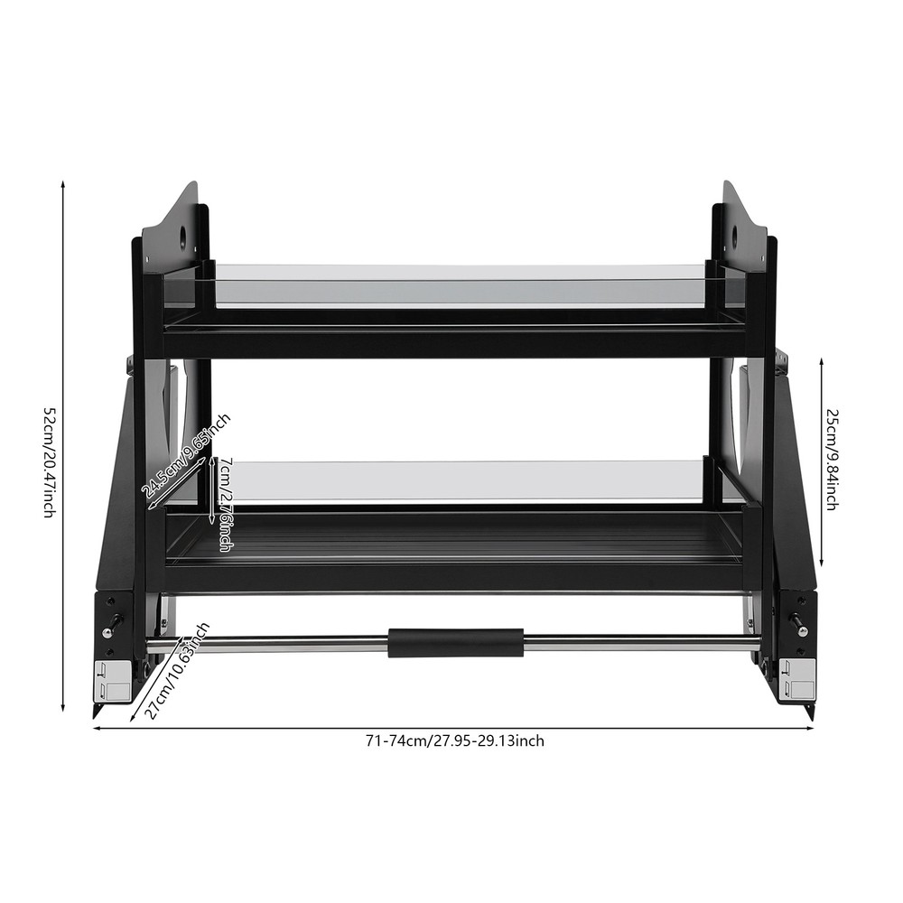 2 Tier Kitchen Cabinet, Pull Down Bowl Dish Cup Organizer Shelf 74*27*52cm