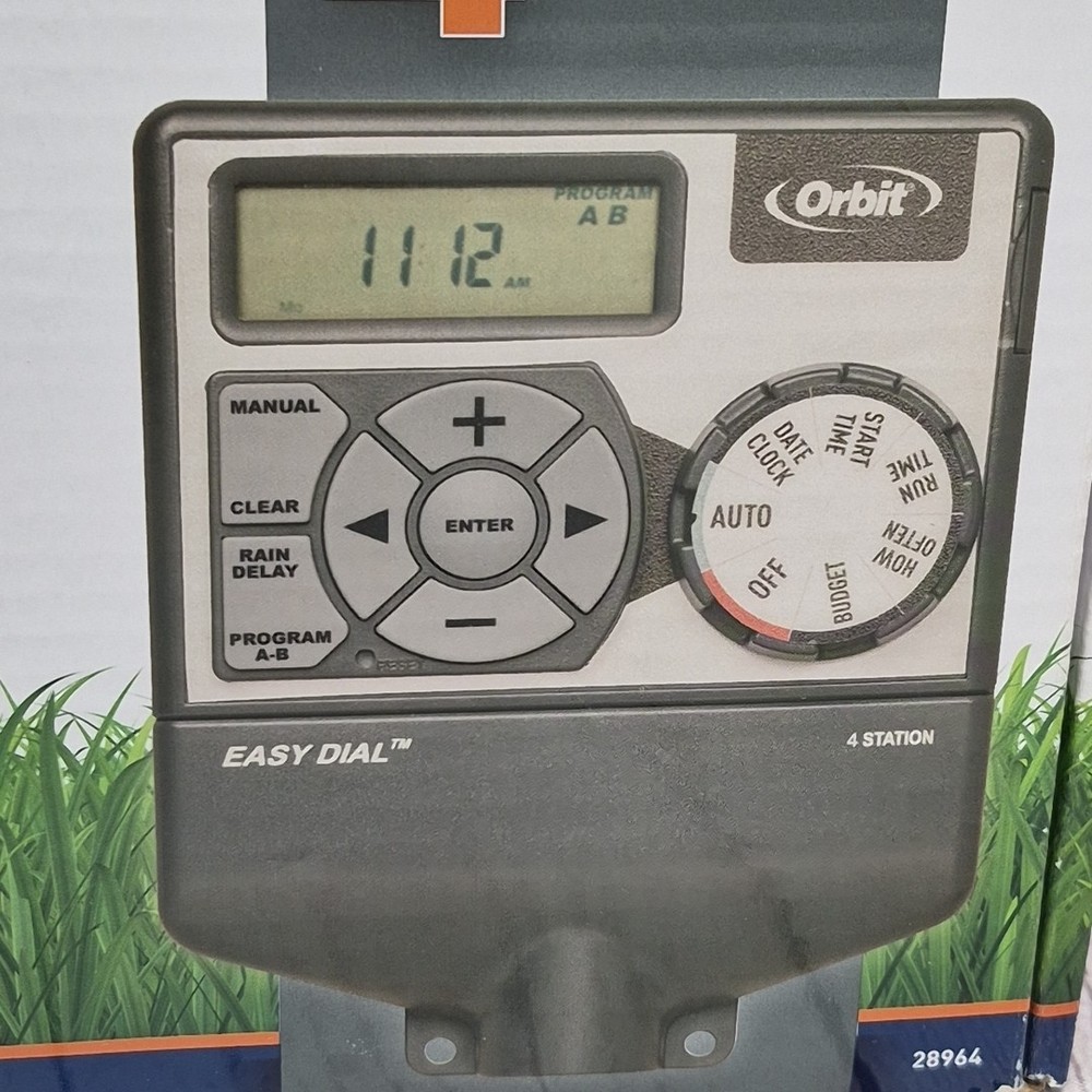 NIB Orbit Easy Dial 4-Station Sprinkler Timer Indoor Mount Controller 28964