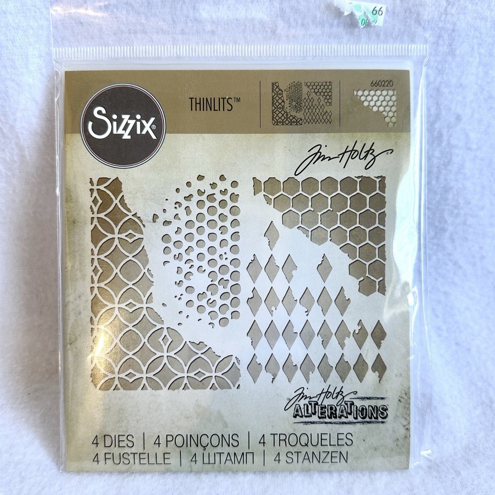 Sizzix Tim Holtz Thinlits Mixed Media 4 Dies Paper Crafts 660220 New