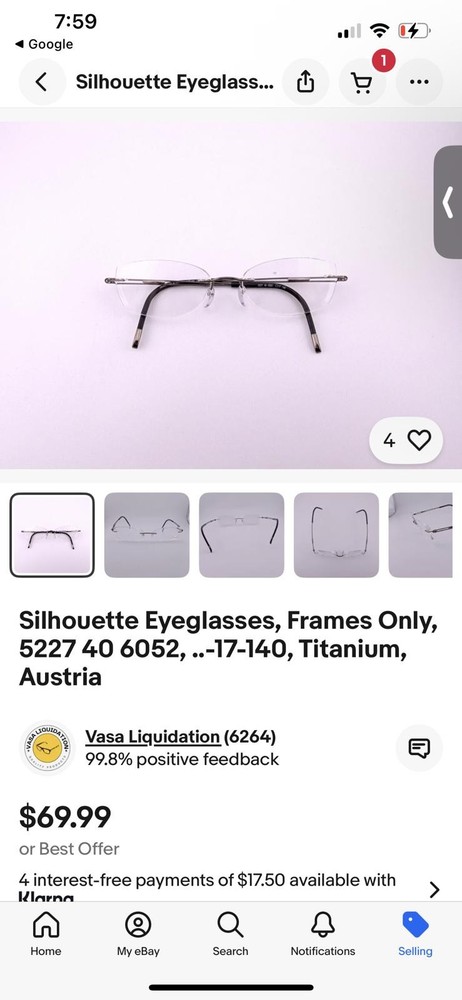 Silhouette Eyeglasses, Frames Only, Titanium, Austria