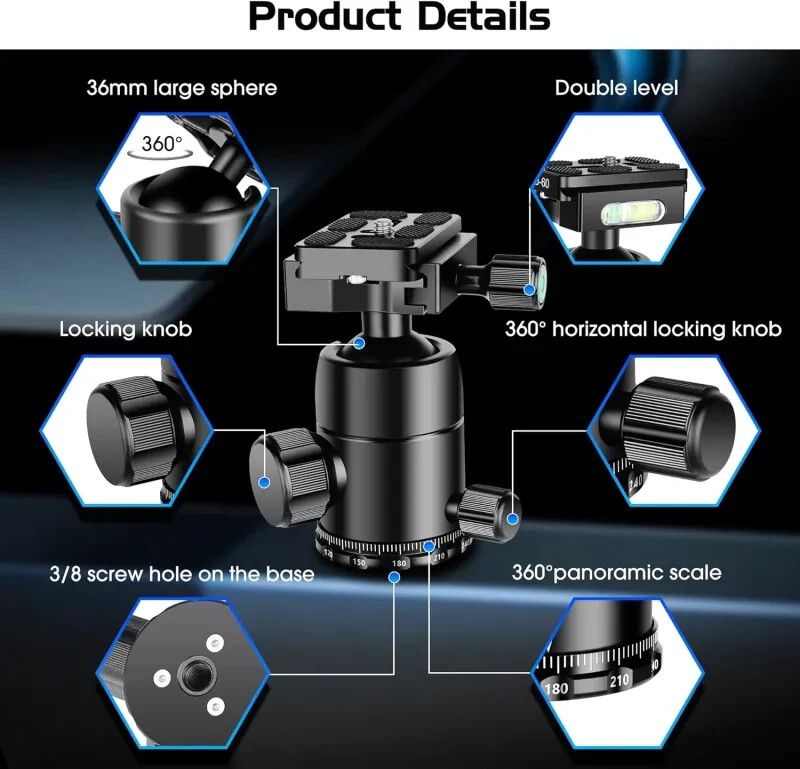 Manbily Tripod Ball Head, B-20 US