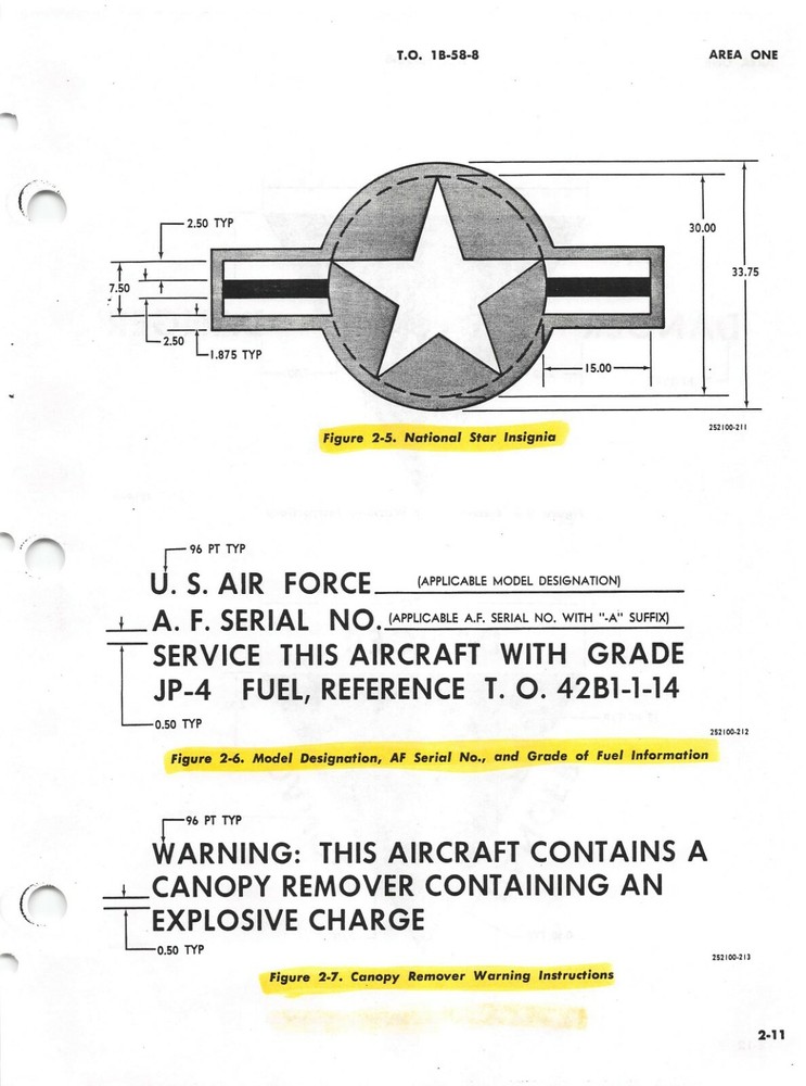 B-58 "Hustler" Exterior Stencils Location and Application Flight Manual -CD