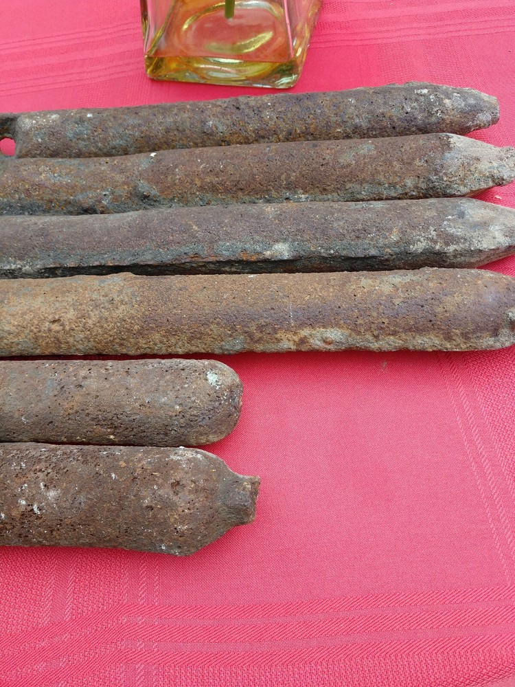 6 Vintage Cast Iron Window Weights