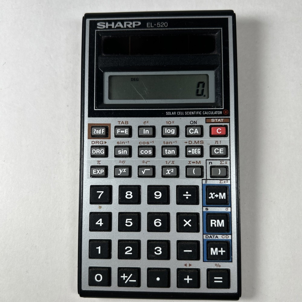 Sharp EL-520 Solar-Powered Calculator - WORKING - VINTAGE