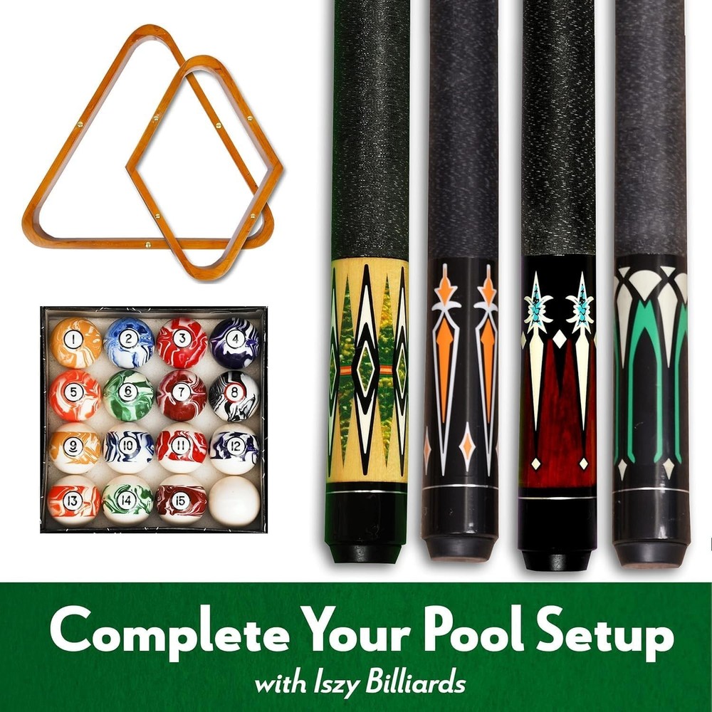 Portable Hard Pool Cue Stick Case - Adjustable Strap & External Pockets Included