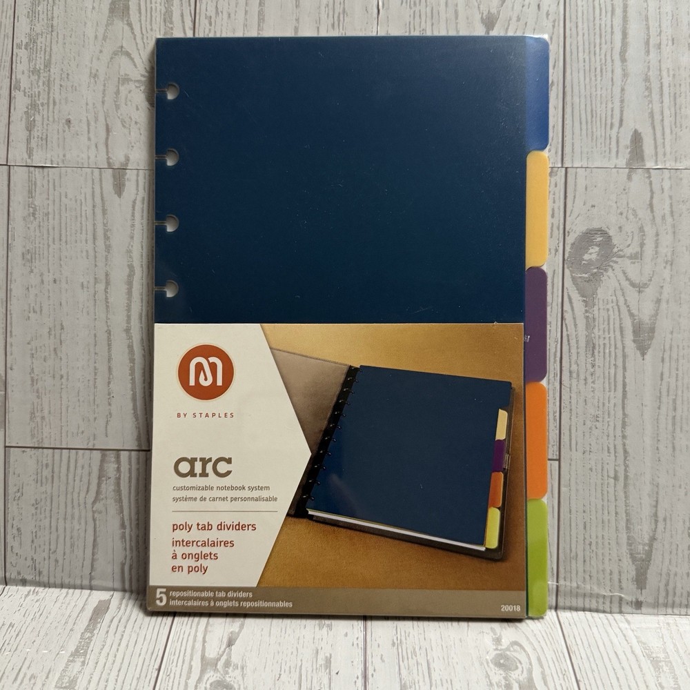 Staples ARC Customizable Notebook System Pack 5 Colorful Poly Tab Dividers New