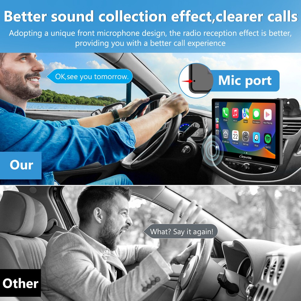 Carpuride 9" Car Bluetooth Wireless Apple CarPlay Android Auto TouchScreen Radio