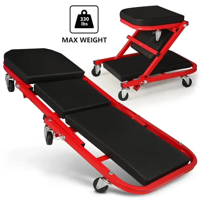 Foldable Z Creeper 2-in-1 Rolling Folding Car Creeper & Seat