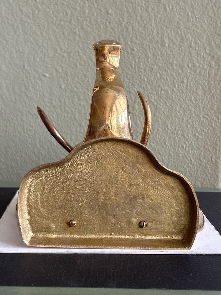 Bookends Vintage Solid Brass Elephant Trunks Up "Good Luck" MCM pair *
