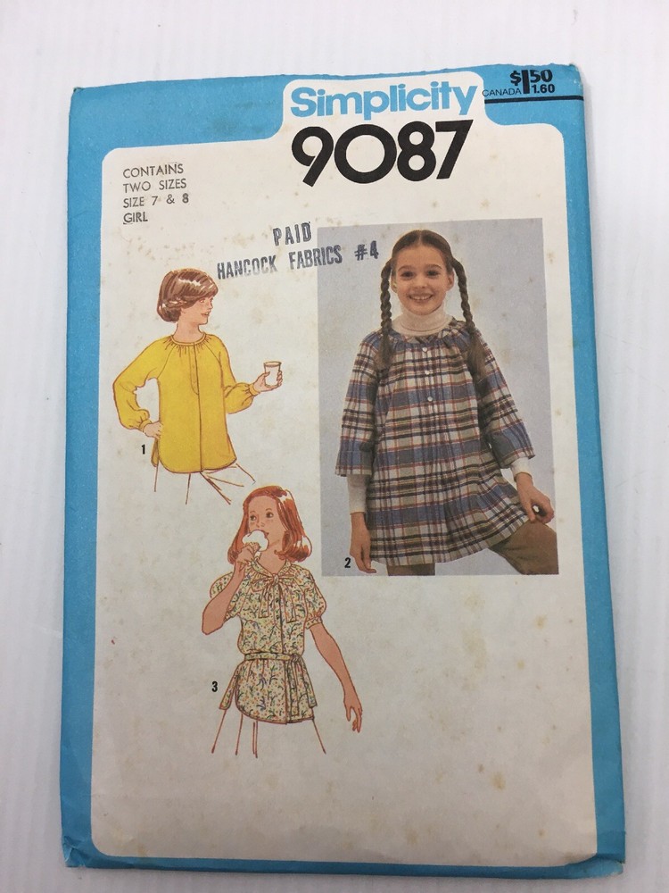 Simplicity Sewing Pattern 9087 Girls Size 7 8 Pullover Tunic and Tie Belt Top