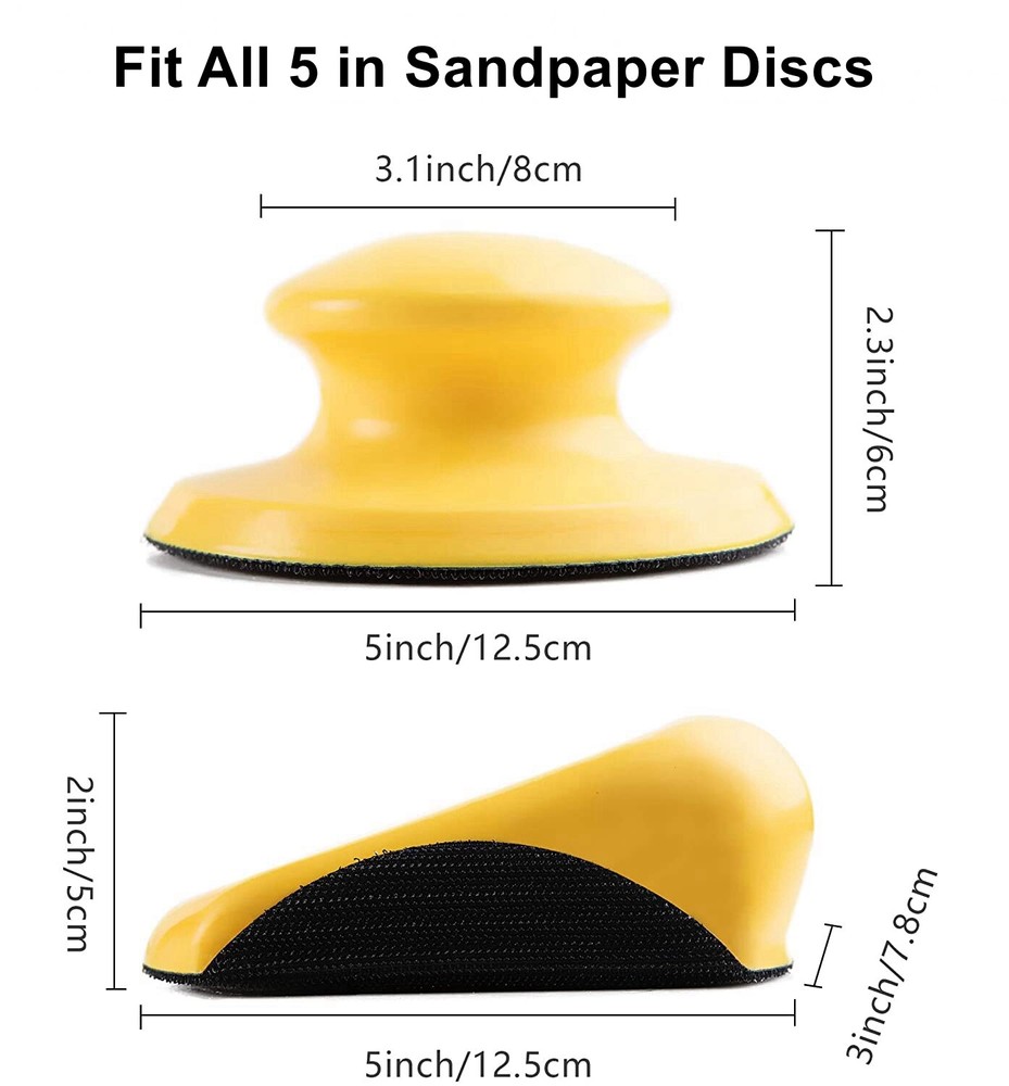 2x 5 in Mouse & Round Foam Hand Sanding Blocks Pad Hook Loop Discs Backing Plate