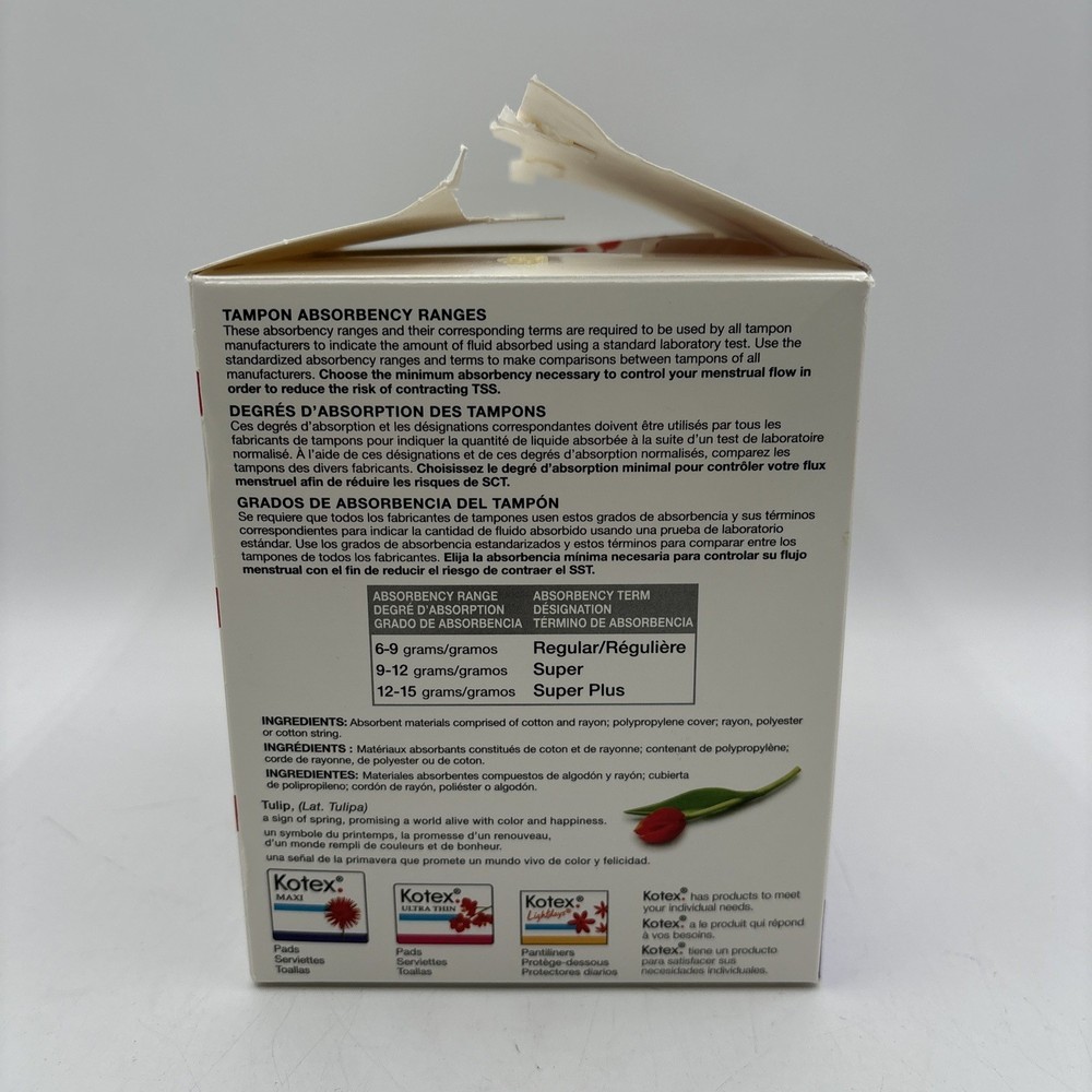 Kotex Security Tampons 18 super 18 Regular Multipack 36ct DMG Box Unscented