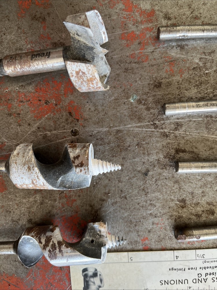 Various boring wood, bits, flapper, bits, Corbetts, electrical and plumbing