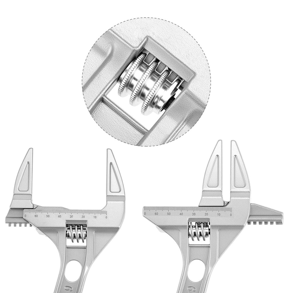 QWORK Adjustable Wrench, 0.24"-2.68" Large Opening Bathroom Spanner, Silver