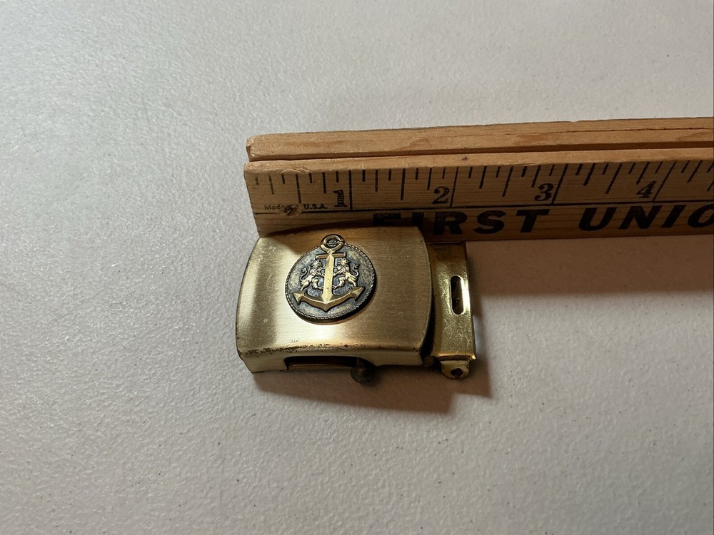 Vintage Merit USA Solid Brass Navy Belt Buckle