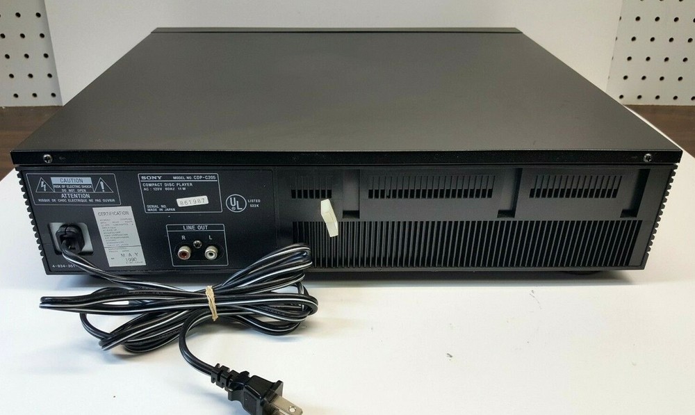 SONY CDP-C205 5-Disc Compact Disc Player -No Remote- 1990 - Partially Tested