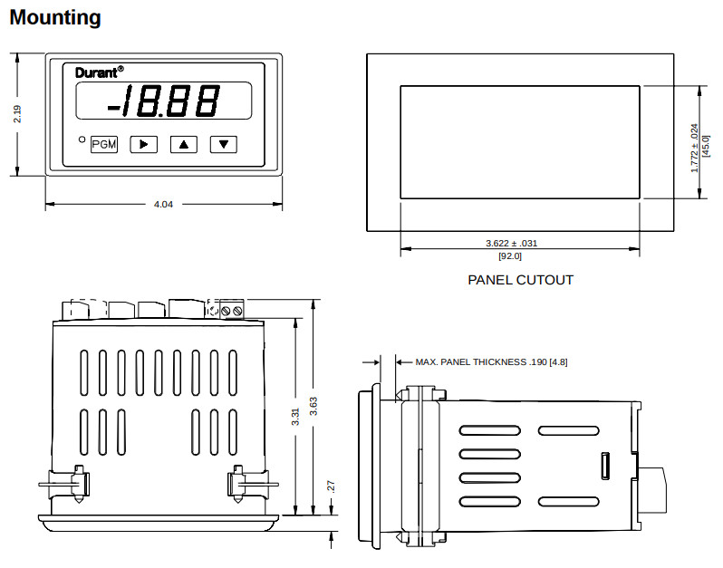 Eaton Durant 57701-442 Eclipse Series digital panel mount meter 120 VAC used