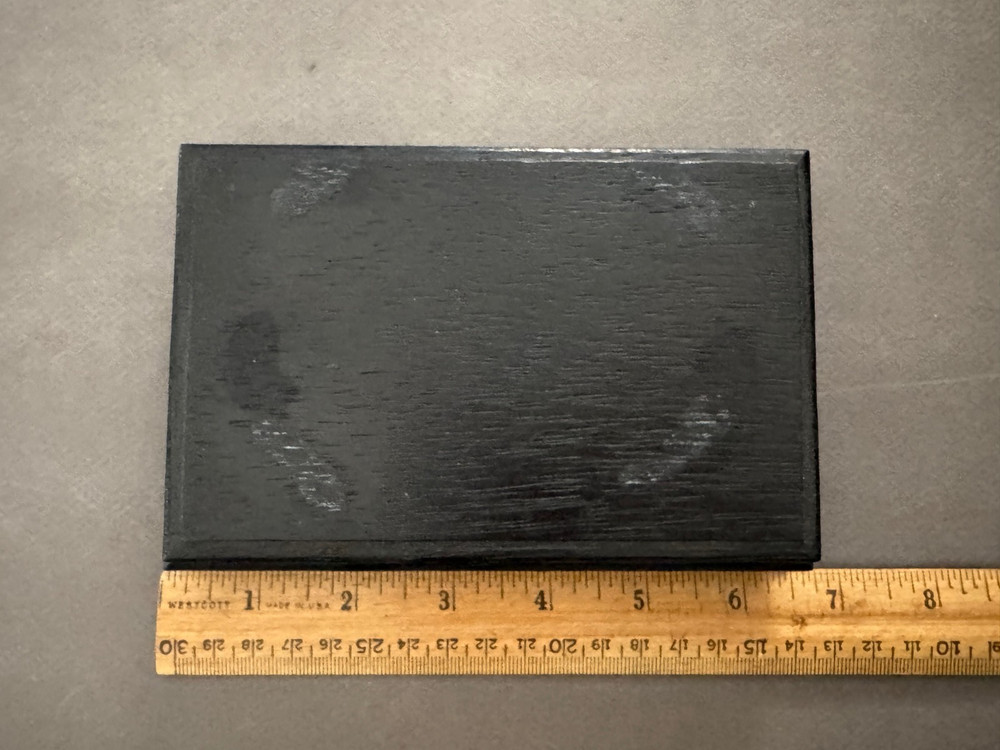 FOOTED EBONY BLACK WOOD RECTANGULAR VASE DISPLAY STAND BASE VINTAGE