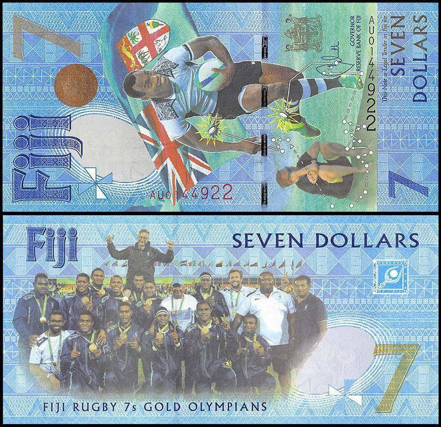 Fiji 7 Dollars, 2016 (2017 ND) P-120 UNC Commemorative, Polymer X 100 PCS Bundle