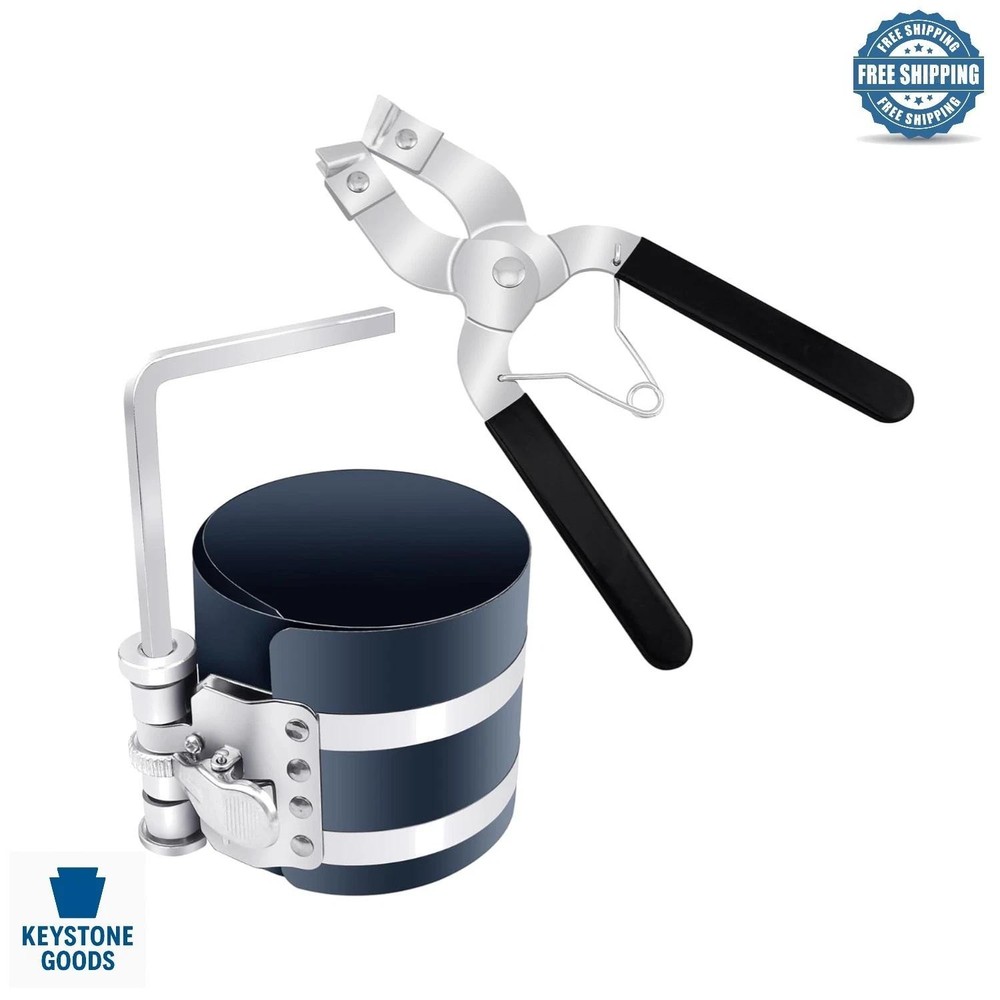 Adjustable Piston Ring Compressor & Installer Set for Car Engines