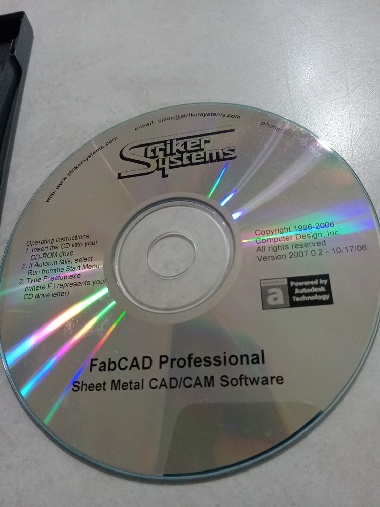 Striker Systems 2011 DIE Professional FabCAD Sheet Metal CAD CAM Software 2007