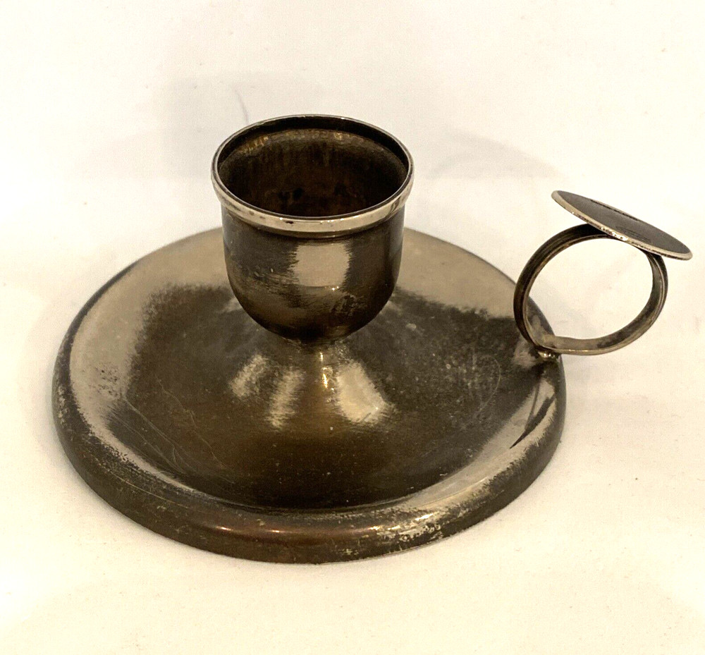 Vintage Borg's Silver Plate Chamberstick Candle Holder with Handle