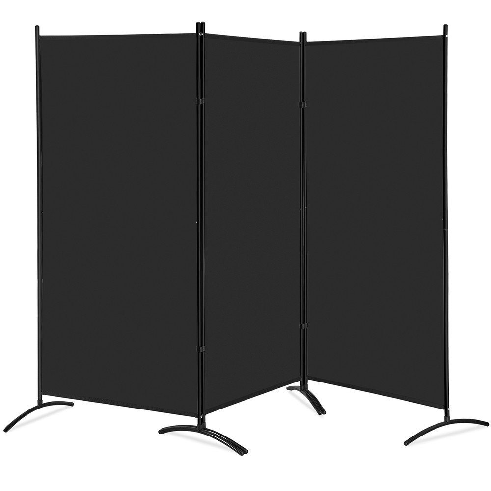 3 Panel Folding Partition Privacy Screens Freestanding Fabric Room Panel Black