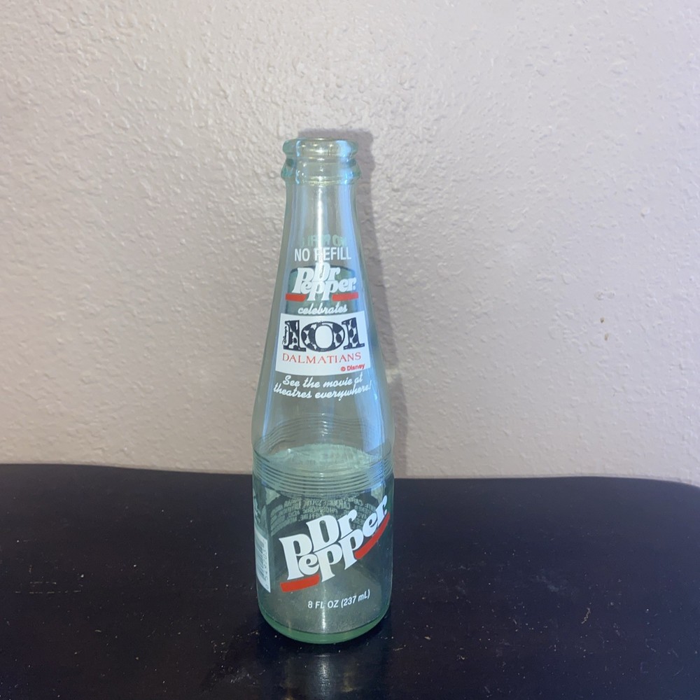 EMPTY 8oz Dr. Pepper 101 Dalmations Bottle