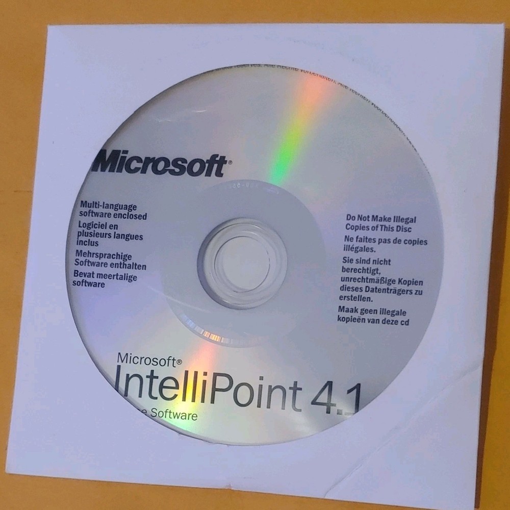 Microsoft IntelliPoint 4.1 Drivers Update CD Multilingual X08-67013 with Guide