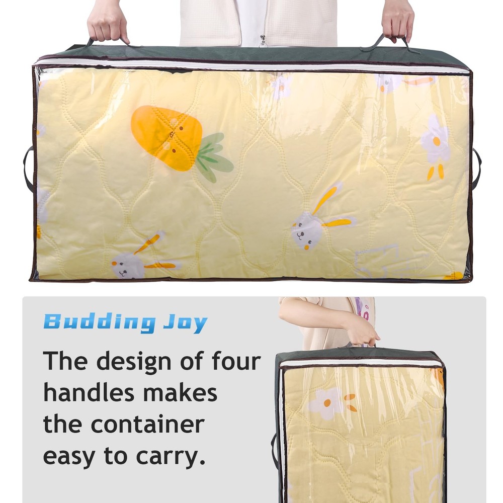 Budding Joy 90L Under Bed Storage Containers, Closet Organizers 4 Pack, Grey