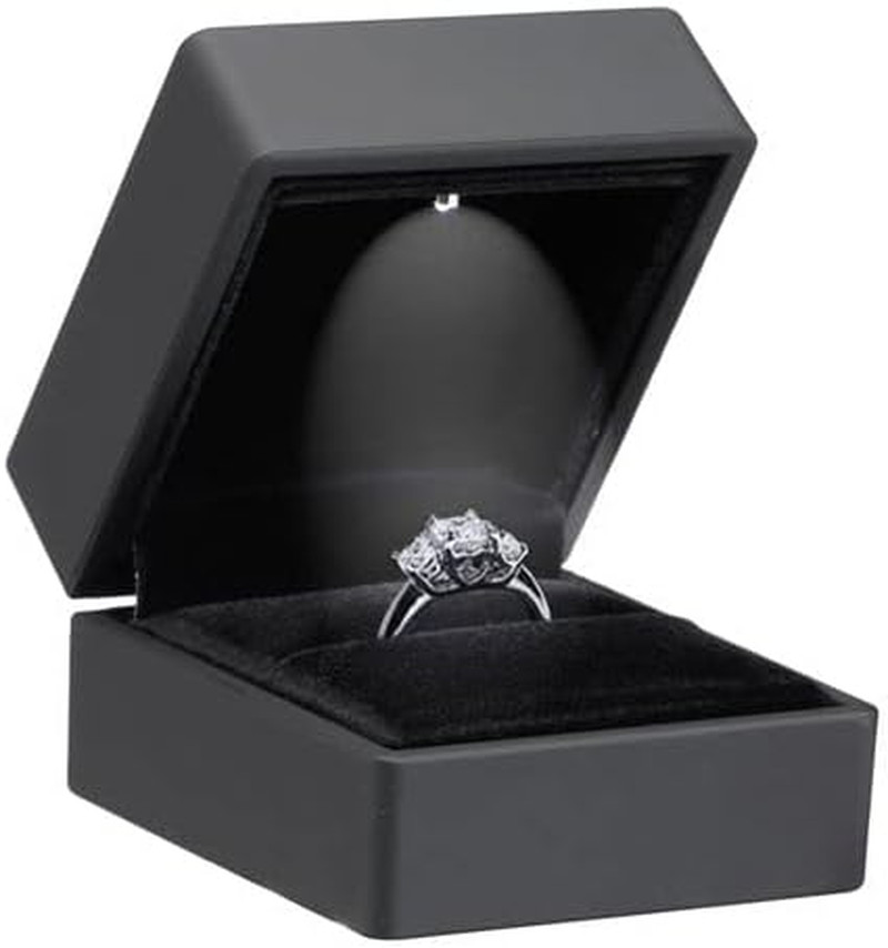 Allure - Luxury Ring Box with LED Light, Square Shaped Elegant Diamond Ring Case
