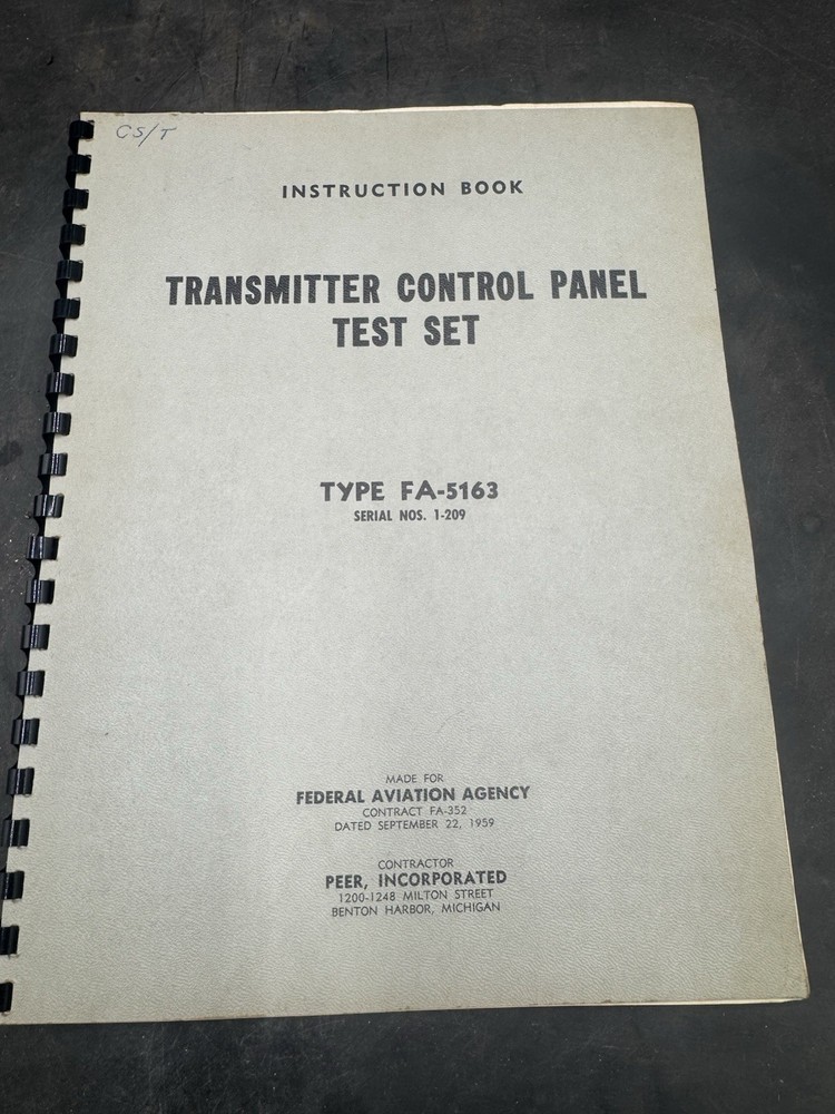 Transmitter Control Panel Test Set Manual