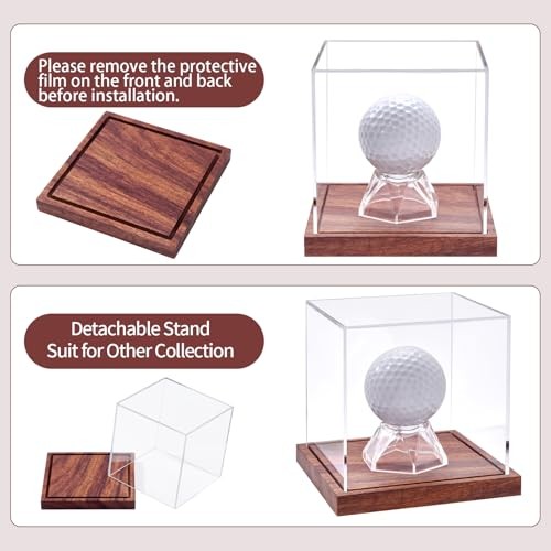 LITY Golf Ball Display Case, No Assembly Required Clear Cube with Solid Wooden