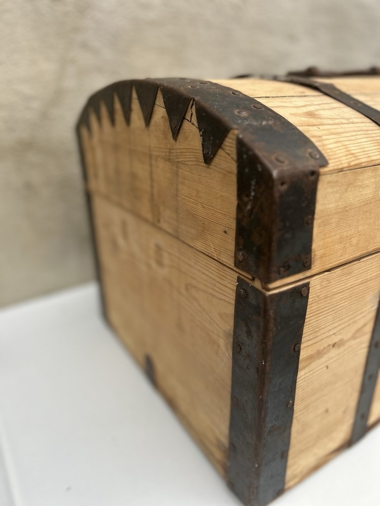 Antique Pine Dome Trunk Chest