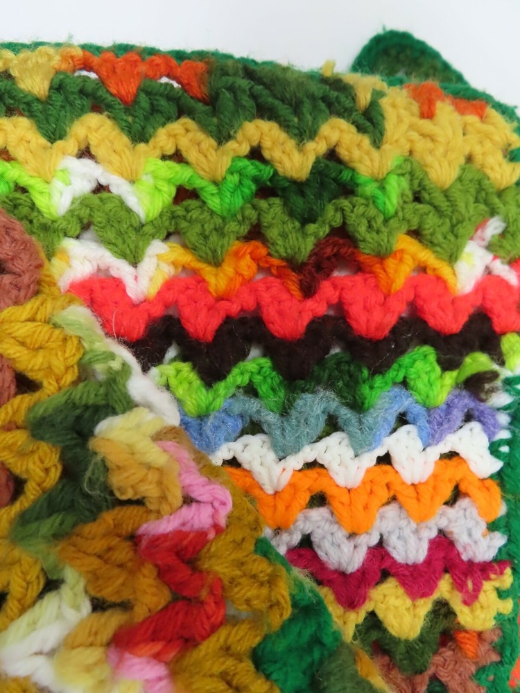 Handmade Crocheted Afghan 48" by 60" Sofa Throw Multi Color Soft Stretchy