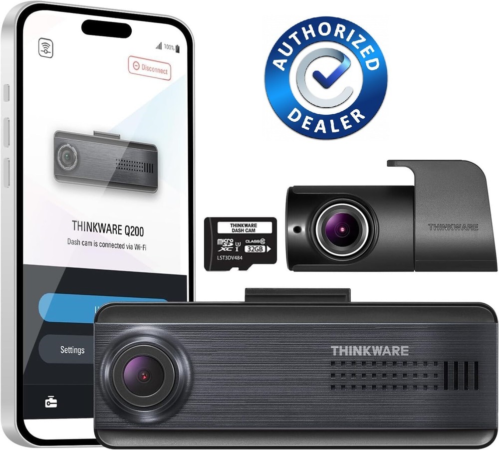 THINKWARE Q200 2CH Dash Cam Front Rear 2K Car Dashboard Camera, WiFi, GPS (32GB)