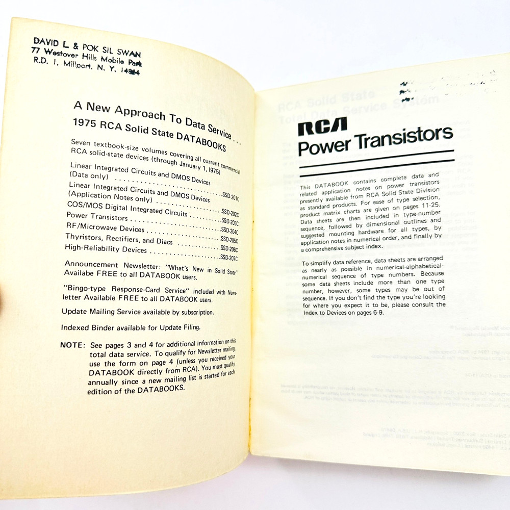 4 RCA Databooks 1974 Power Transitor, Thyristers Rects, COS/MOS, Linear Circuits